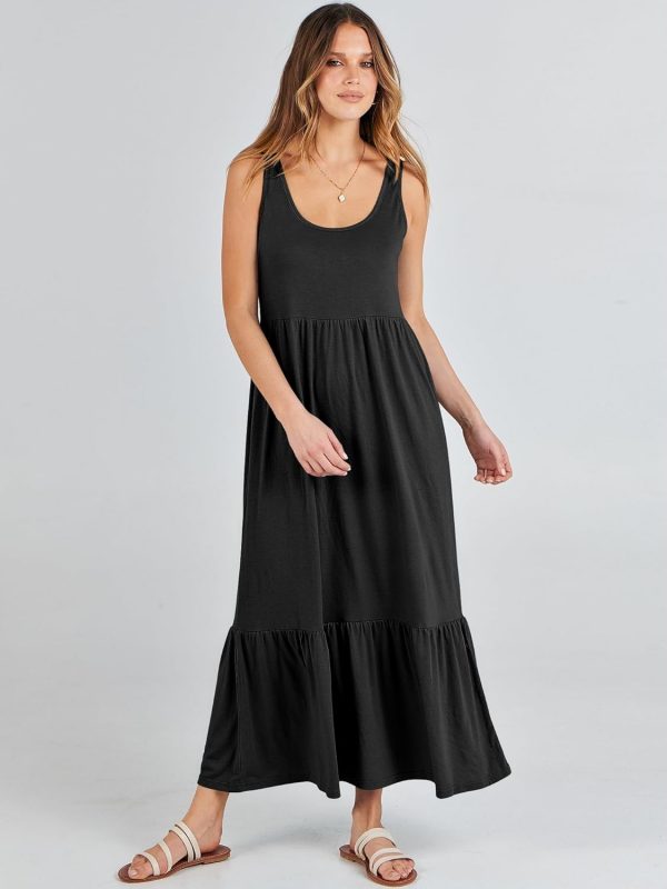 Women's Summer Sleeveless Maxi Sundress Swing Casual Flowy Tiered Shirts Dress Beach Travel Vacation Outfits - Image 2