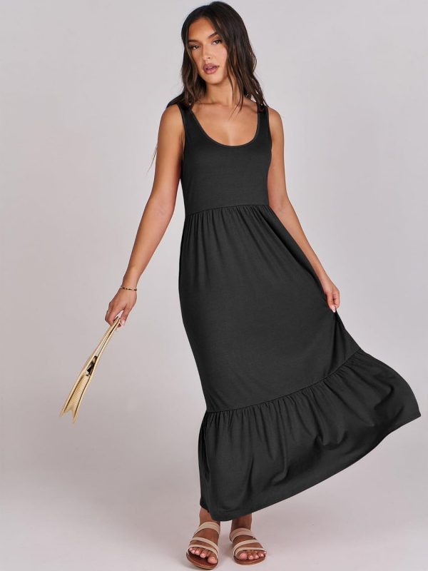 Women's Summer Sleeveless Maxi Sundress Swing Casual Flowy Tiered Shirts Dress Beach Travel Vacation Outfits - Image 3