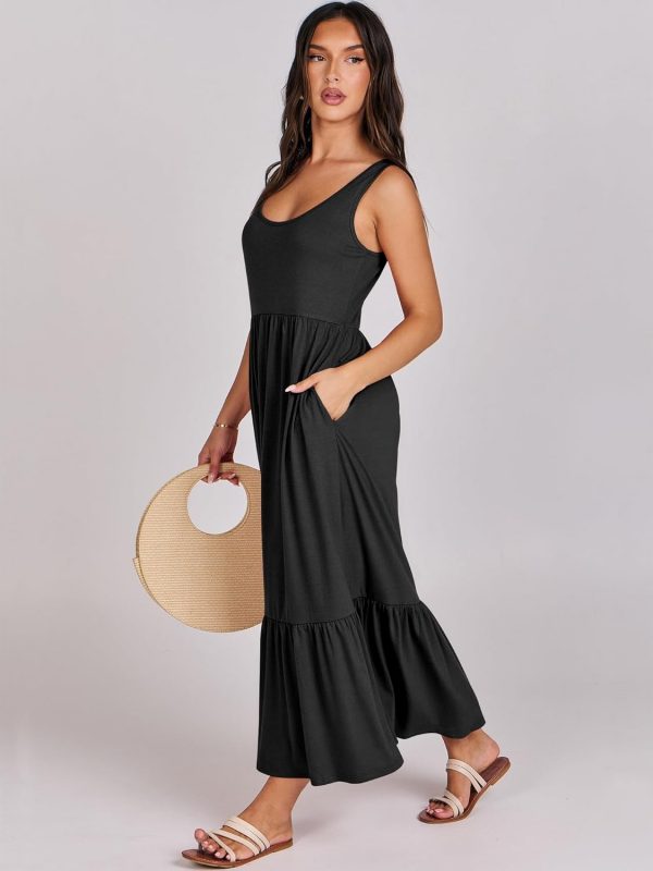 Women's Summer Sleeveless Maxi Sundress Swing Casual Flowy Tiered Shirts Dress Beach Travel Vacation Outfits - Image 4